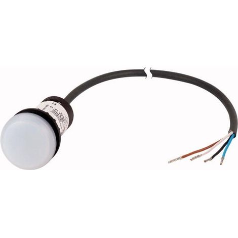 Voyant lumineux RMQ Compact blanc plat 0o/0f extrémité ouverte câble noir 3 5 m. EATON C22-L-W-24-P65