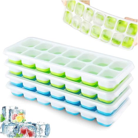 4er Pack Eiswürfelform Silikon mit Deckel, stapelbar, BPA-frei, LFGB-zertifiziert (1/5)