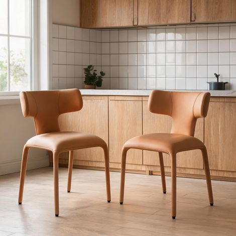 Chaises de salle à manger en simili cuir et métal paire de 2 (1/5)