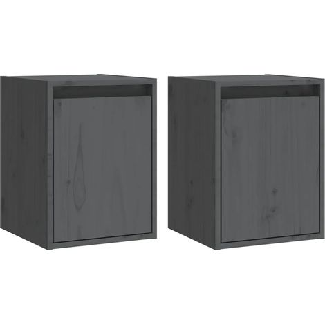 Set di 2 armadietti da parete decorativi pratici 30 x 30 x 40 cm in legno massello di pino grigio 020048083
