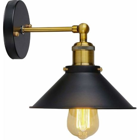 Retro Wall Light Industrial Style Adjustable Brass Finish Vintage Wall Light for Home Decor, Restaurants, Cafe (110-220V, E27 Socket, Bulbs not included) (1/5)