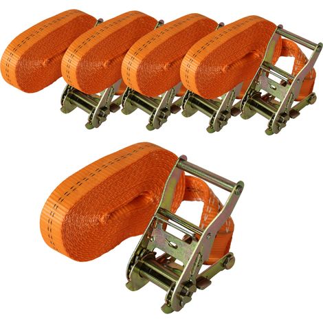 5x Profi Ratschen Spanngurt Spanngurte Zurrgurt 1-tlg 6m 2t 2to 2000kg TÜV/GS ORANGE (1/5)