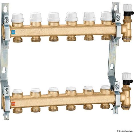 Gruppo collettori con valvole di intercettazione e di preregolazione Caleffi 662 10