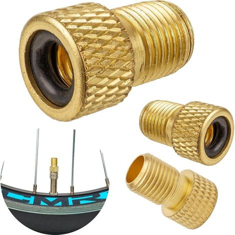 Adaptador de válvula para bicicleta, paquete de 3, DV/SV a AV, tapas de válvula Dunlop y Presta, anillo de sellado adicional, para usar con bomba de bicicleta o compresor de aire para ruedas de coche (1/5)