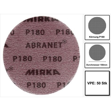 Scatola 50 dischi abrasivi auto-aderenti Abranet Ø 150 mm MIRKA Grana: 180