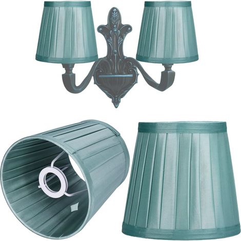 Abat Jour pour Lampes de Table Lampe, E14 Petit Abats Jour de Suspension Plissée pour Bougie Lampes de Table Lustre en Cristal (Vert2Pcs) (1/5)