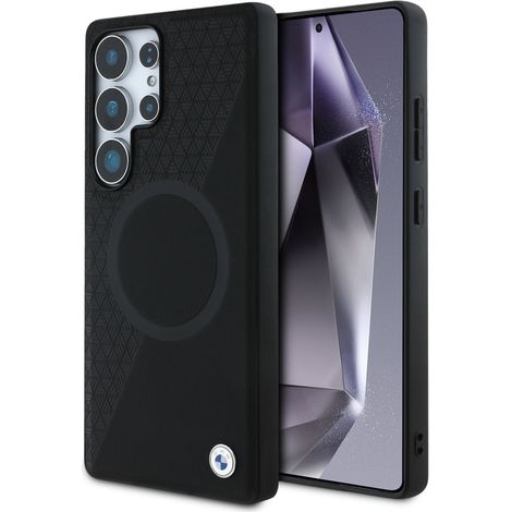 Funda BMW de cuero con textura parcial MagSafe para Samsung Galaxy S25 Ultra negra (1/5)