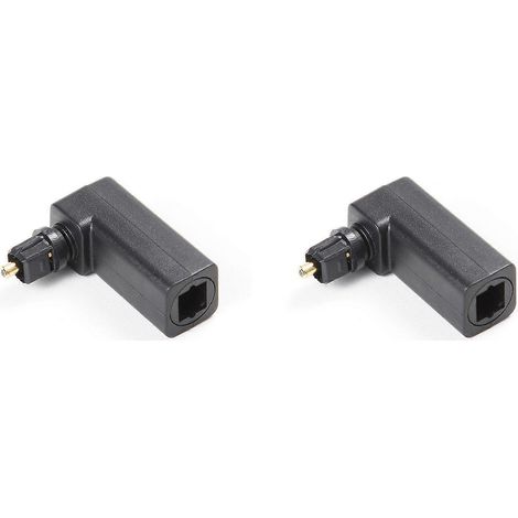 Deux adaptateurs de câble audio à fibre optique Toslink 90°, mâle vers femelle, rotation à angle droit à 360°, adaptés aux PC, téléviseurs, DVD et câbles à fibre optique stéréo. (1/5)