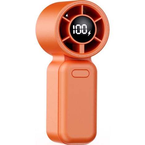 Portable Mini Handheld Fan, USB Rechargeable, 100-Speed Turbo Cooling, Pocket Size, 12H Runtime, Lanyard, Travel & Makeup Drying Fan(Orange)