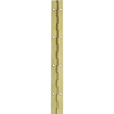 Schmale Stangenscharnier gebohrt mit Lochstanzung - Scharnier für Regalhaken 400x32mm, Stahl vermessingt (1/3)