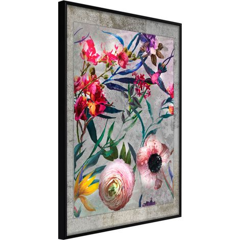 Affiche Murale Encadrée "Scattered Flowers" 30 x 42 cm Noir