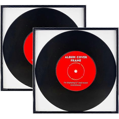 Lot de 2 cadres noirs pour pochettes de disques vinyle 30 x 30 cm (12" x 12"), avec crochet de suspension. (1/5)