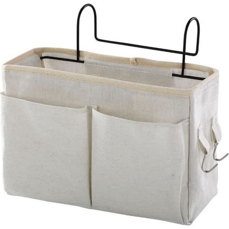 Sac de rangement suspendu pour table de nuit, panier blanc pour lit superposé, chambre de dortoir, organisateur de lit superposé (1/4)