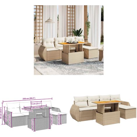 Salon de jardin avec coussins 6 pcs beige résine tressée - Ensemble Salon De Jardin - Meuble Extérieur - Résine Tressée - Rotin Synthétique - Mobilier De Jardin - Home & Living (1/3)