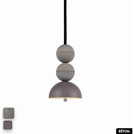 Lampe de suspension en béton - BOSFOR CONCRETE GRIS - SPARROW 2 BALLES LED 14W (1/3)