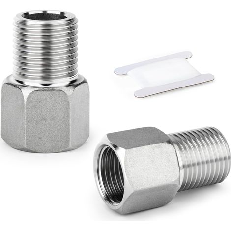 Stück Edelstahl-Rohrverschraubung 304, Sechskant-Verlängerungsadapter, 1/2" MBSP x FBSP, Länge 60 mm/2,36 Zoll, 2 Stück 40 mm (1/5)