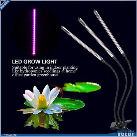 Ashata Lampe de culture Lampe De Croissance LED USB 27 W à 3 Tubes Avec Base à Clip Pour Plantes à animalerie fond (1/5)