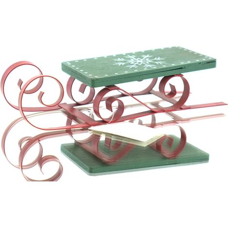 POSIWIO Weihnachtsdeko Schlitten Rot & Grün 19 x 6 cm - Metall & Holz (1/2)