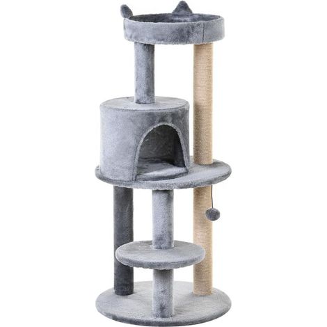 ALBERO TIRAGRAFFI PER 1-2 GATTI DI 4.5KG CON 3 LIVELLI GRIGIO 48X48X104CM (1/5)
