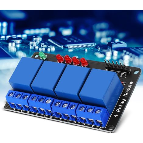 Module relais 4 voies 3 V, plaque noire, avec voyant lumineux, pour la commande d'appareils électroménagers (1/5)