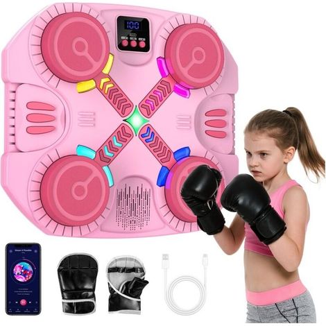 Machine de boxe musicale pour enfants, machine de boxe murale Bluetooth avec gants, lumières et retour sonore, pour garçons et filles de 3 à 12 ans (1/4)