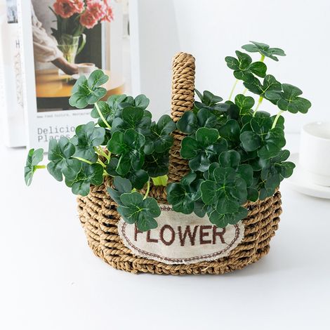 Plante Artificielle - Herbe À Quatre Feuilles - Longueur 24 cm - Diamètre Feuille 4 cm - Décoration Murale Intérieure - 1 Pièce (1/5)