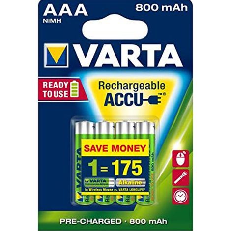 Varta ® - 4 Pile Varta Mini Stilo Batterie Ministilo Aaa Alkaline Ricaricabili 800mah Hr03 - (1/3)