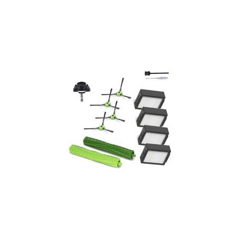Accessoires et pièces détachées pour iRobot Roomba j7 i6 i3 i4 i2 i5 i8 i1+/Plus e5 e6 série IEJ - 1 paire de brosses principales, 1 roue pivotante, 4 filtres, 4 brosses latérales noires. (1/4)