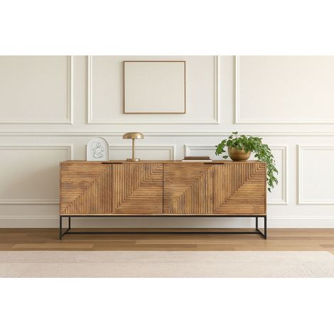 BOBOCHIC - Buffet 4 portes 210 cm NAOMIE bois massif d'acacia (1/5)