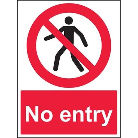 Vsafety - Cartello di proibizione pedonale senza ingresso – Ritratto – 300 mm x 400 mm – Plastica rigida da 1 mm (1/3)