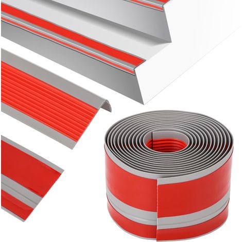 Nez de marche profilé d'escalier, PVC, adhésif et antidérapant, bande de bordure, 52.5cm (1/5)