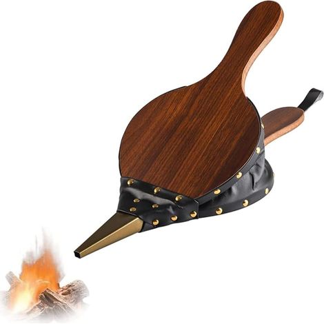 Kamin- und Grillholzbalg, Manueller Kaminbläser, Holzfeuergebläse, Kaminbalgdüse aus Gusseisen mit Aufhängeschnur, für Kamin, Grill, Camping im Freien