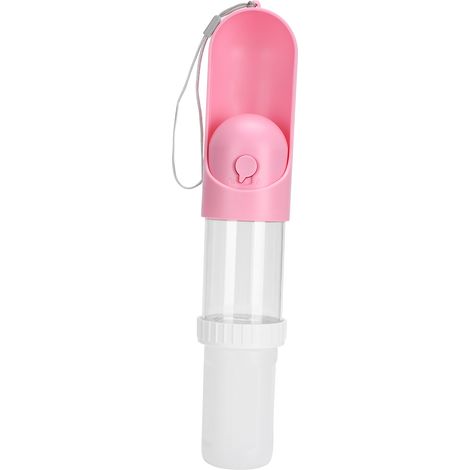 Bouteille d'eau et de nourriture pour animaux, distributeur portable double usage rétractable pour chiens et chats, rose. (1/5)