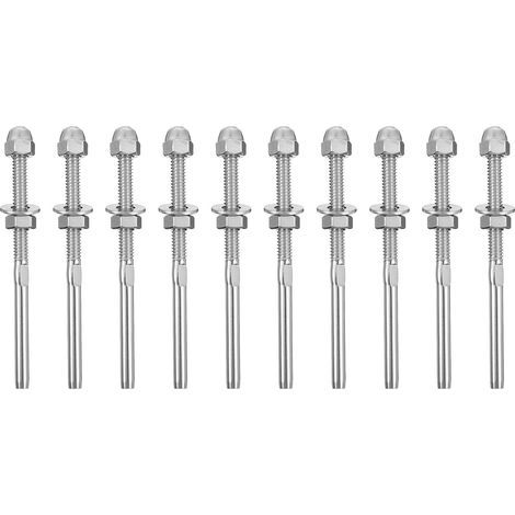 10 Pièces Tendeur de Câble de Garde-corps Borne à Sertir en Acier Inoxydable Argenté, Raccord Serti pour Système de Garde-corps de Terrasse, Installation Simple, Extérieur (1/5)