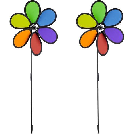 Moulin A Vent - Design Fleur - 66x27x7 cm - Pour Balcon Terrasse Jardin - Lot De 2