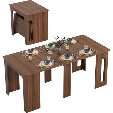 Table Ă manger extensible moderne 180 x 85 x 75 cm couleur marron parfaite pour petits espaces et repas conviviaux (1/5)