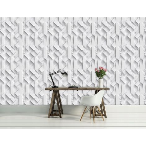 Wallarena Vliestapete Abstrakte Struktur Weiß 3D-Optik für Wohnzimmer und Schlafzimmer, 10 m x 50 cm – inkl. Kleister & Anleitung (1/5)