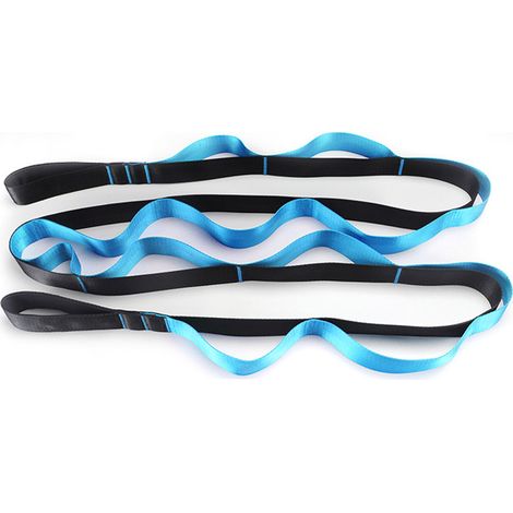 Sangle d'étirement, sangle élastique non extensible pour étirements, Pilates, danse, gymnastique, bleue (1/4)