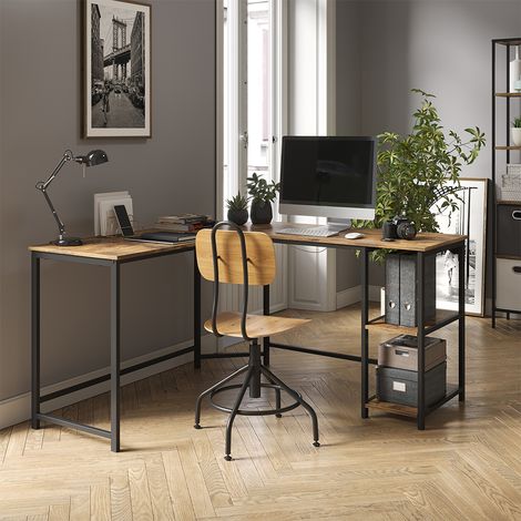 Eckschreibtisch Fyrk, Antikholz, 138 x 50 cm, Vicco