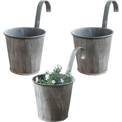 Set of 3 Hanging Flower Pots for Balcony (1/4)