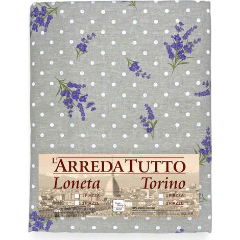 Telo Arredo Cotone Lavanda Provenzale - Tessuto Dory Copritutto, Copridivano, Copriletto, Made in Italy, Resistente ai Lavaggi 1 PIAZZA