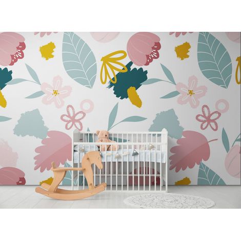 Papier Peint Floral - Composition Bohème Colorée - 150 x 250 cm (1/2)