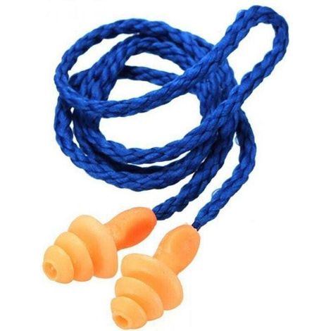 5 Bouchons D'Oreille Anti-Bruit en Silicone Souple avec Cordon pour Dormir Étudier