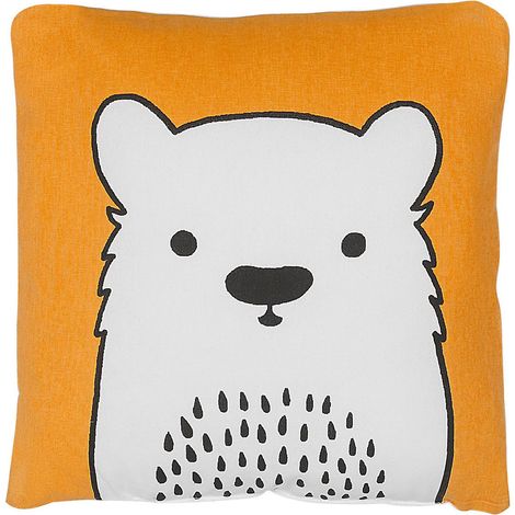 Kids Cushion Orange Fabric Bear Image Pillow with Filling Soft Children's Toy WARANASI