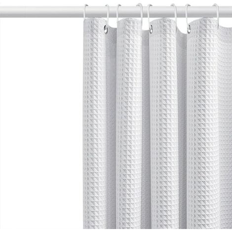 Waffle Shower Curtain, Shower Curtain with Waffle Weave, Fabric Shower Curtain Waffle Textured Heavy Duty, Hotel Quality Bathroom Shower Curtains, 72 x 72 Inches (1/5)