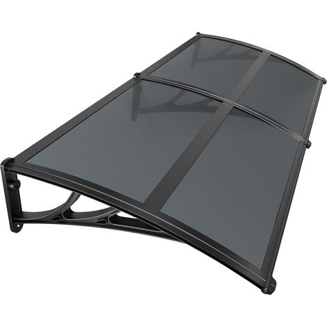 Auvent de Porte d'entrée Toit Marquise en Polycarbonate Porte Résistante Toit Abri Protection Contre La Pluie et UV 200x80cm Anthracite (1/5)