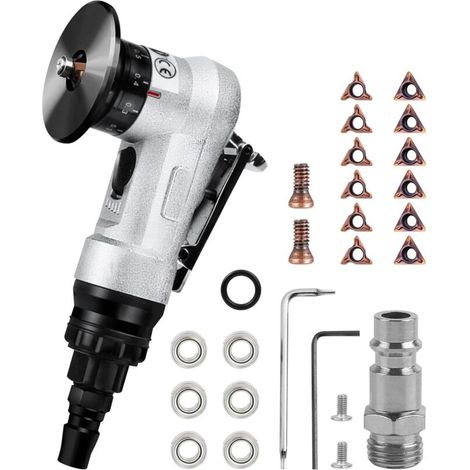 Mini débavureur pneumatique en aluminium – Machine à chanfreiner 45° avec 6 lames R, 6 C et 6 roulements inclus