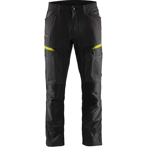 Pantalon de travail stretch 1456 - Noir/Jaune fluo L - FR(46) - SE(C52) - Longues (1/2)