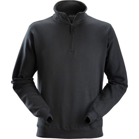 FELPA MEZZA ZIP  TG.L NERO