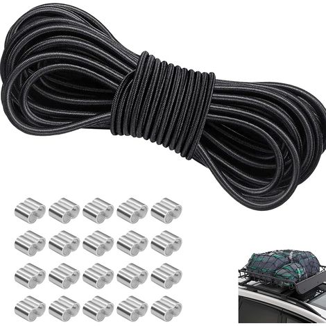 Bande élastique ronde - 6 mm x 10 m - 6 mm - Cordon en caoutchouc 6 mm - Caoutchouc noir - Pour tente, sac à dos, cordon, chapeau (noir) (1/5)